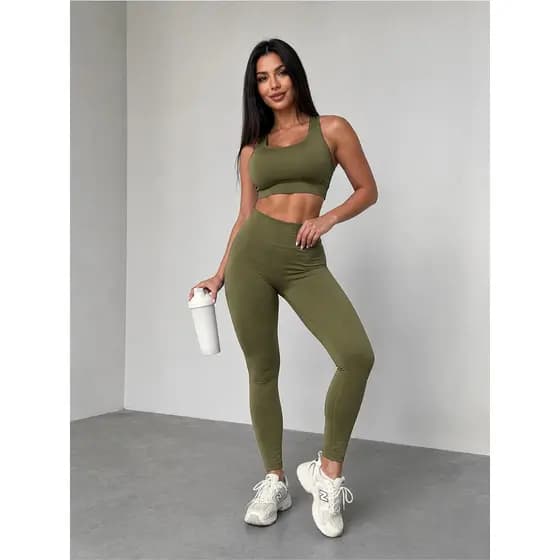 Conjunto Fitness Roupa de Academia Feminina Top e Calça Suplex  Zero alta compressão