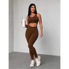 Conjunto Fitness Roupa de Academia Feminina Top e Calça Suplex Premium Zero alta compressão