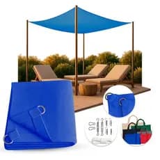 Tela Shade Azul 5x4.5m Sombreamento Varanda Jardim Sombra Ventilada Kit Fixação