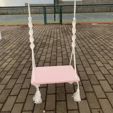 Balanço de Madeira Cor Premium Adulto e Infantil Decoração Rosa