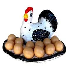 Enfeite Para Cozinha Porta Ovo De Cerâmica Suporte 12 Ovos Preto