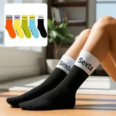 Kit 5 Pares Meias Semanal Coloridas Academia Escola Adulto e Infantil