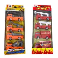 Kit Caminhão De Bombeiro Ou Construtor Brinquedo Com Fricção