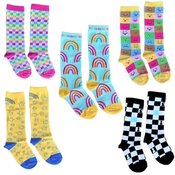 Meias Coloridas Cano Longo 3/4 Infantil p/ Menina 5 Pares