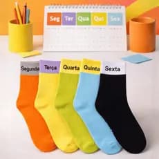 Kit Meias da Semana 5 Pares Coloridos – Rotina Organizada TOC Autismo Adulto ou Infantil