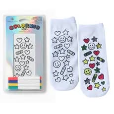 Meia Infantil de Colorir Kit com 4 Canetinhas para Criança Pintar Presente Criativo