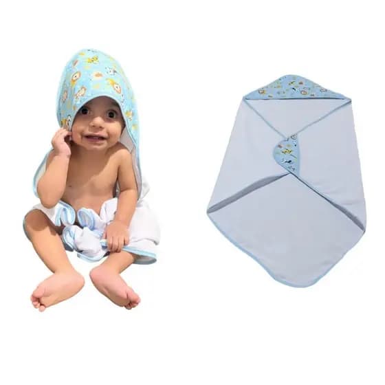 Kit 2 Toalhas Banho Bebê Capuz com e sem Orelhas Poliéster Atoalhado