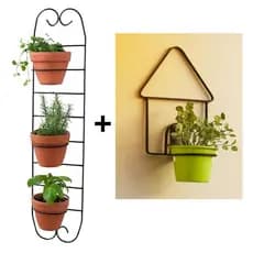Kit 2 Suportes P Vasos Ferro Decoração Jardim Vertical Fixação em Parede