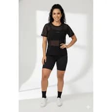 T-shirt Tule Camisa Transparente Manga Curta Tendência Verão ref;2456