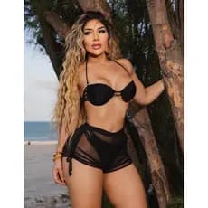 saída de praia short no tule  com elastano tamanho M veste do 36 ao 40 ref 2273