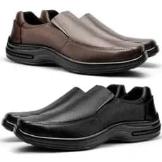 Kit 2 Pares de Sapato Social Conforto Masculino Couro Antistress + Palmilha Leve