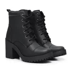 Bota Coturno Feminina Confortável De Salto Alto Blogueira Com Cano Medio Super Macio Barato