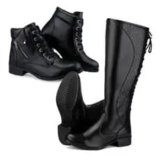 Kit 2 Pares Bota Coturno Feminina Cano Alto Cano Baixo Promoção