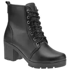 Bota Coturno Feminina Casual Moderna De Couro Leve Com Salto Médio Grosso Barato