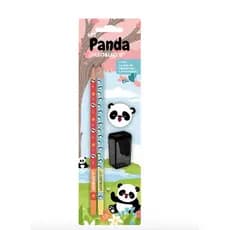 KIT PANDA COM 2 LAPIS HB /APONTADOR/BORRACHA