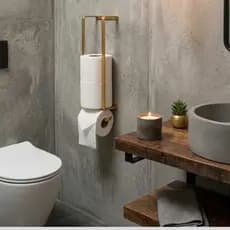 Suporte Porta Papel Higiênico Parede Preto/Dourado P/4 rolos