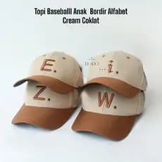 Bobo_store03-Chapéu De Beisebol Infantil Unissex Premium De 2 A 9 Anos Com Bordado De Alfabeto Marrom Creme