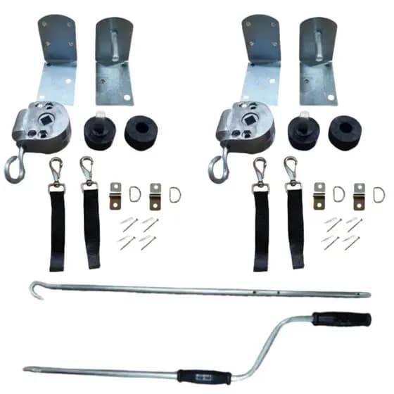 2 kit toldo mancal redutor buchas mosquetao/tira manivela