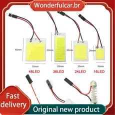 [WDFU] Painel De Luz LED COB Branco 6000K Para Teto Interno De Cúpula/Carro 16/24/36/48LED