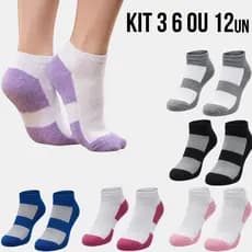 Meia Feminina Cano Curto Soquete Kit com 3 6 ou 12 Pares de Meia em Algodão - Promoção !