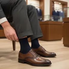 Kit 12 Pares de Meias Social Azul Escuro Cano Longo Confortável  Macia e Fina - Promoção !