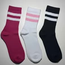 Meia Feminina Cano Alto em Algodão Kit com 12 Pares de Meias Listradas - Promoção !