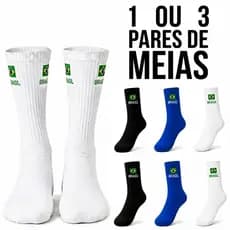 Meia Feminina em Algodão Treino e Caminhada do Brasil Confortável Kit com até 3 Pares - Promoção !