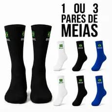 Meia Masculina em Algodão de Academia Kit até 3 Pares de Meia do Brasil Confortável  - Promoção !