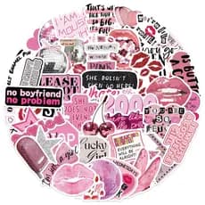 Conjunto De Adesivos De Graffiti De Desenho Animado Rosa Y2K (50 Unidades)-Decalques À Prova D'água Para Guitarras , Liv