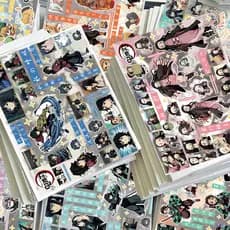 Adesivos Recortados De Anime Japonês Demon Slayer (8 Unidades)-Artesanais À Prova D'água Para Decoração De Colagem Estét