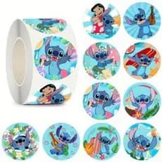 500 Adesivos/Rolo Ponto Lilo & Stitch De Personagem De Desenho Animado-E Etiquetas De Vedação De Diário DIY
