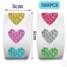 500 Unidades/Rolo Adesivos De Recompensa De Coração Decoração De Desenho Animado Para Diário Telefone Tablet Presente Fa