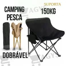 Cadeira de Pesca e Camping Dobrável c/ Bolso 150Kg