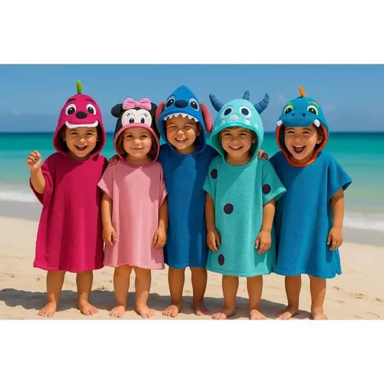 Toalha Poncho Infantil Atoalhado Saída de Praia Piscina Banho