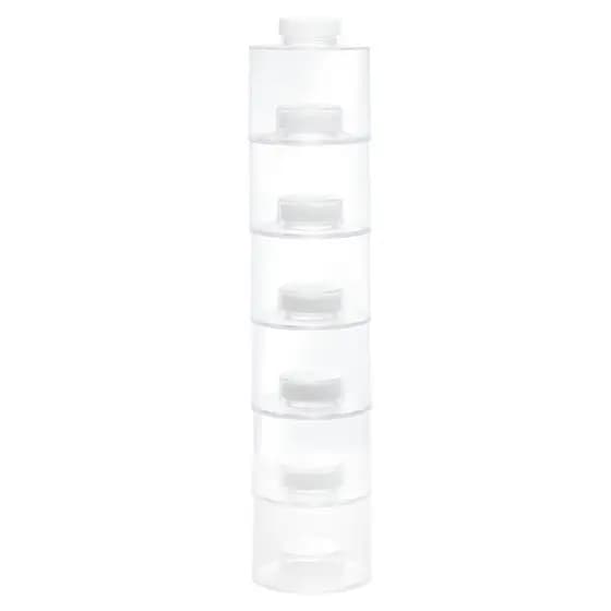 Porta Temperos Conjunto 6 Potes de Plástico Empilháveis com Tampa Branco Lyor 180ml