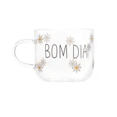 Caneca de Vidro Borossilicato Resistente ao Calor Bom Dia 120ml Wolff