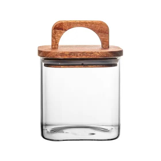 Pote Hermético de Vidro Borossilicato com Tampa em Madeira Acácia 700ml Wolff