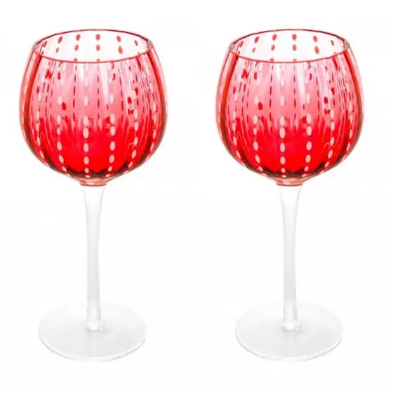 Conjunto 2 Taças para Vinho de Vidro Orquídea Vermelho 450ml Wolff