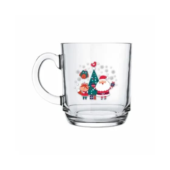 Caneca Natal Raposa Papai Noel Aspen Vidro 300ml Ho Ho Ho Decorativa Nadir Figueiredo Avulsa Allmix