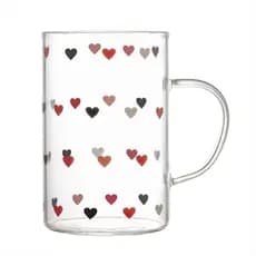 Caneca Vidro Love 280ml Lyor Corações Coloridos