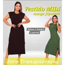 Vestido Mídi Moletinho Com Fendas Lateral Manga Japonesa tendência 2025 Vestido Feminina Casual Mídi