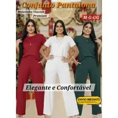 CONJUNTO FEMININO CALÇA PANTALONA~BLUSA, CONJUNTO FEMININO LUXO MOLETINHO CONJUNTO CALÇA C/ Bolso