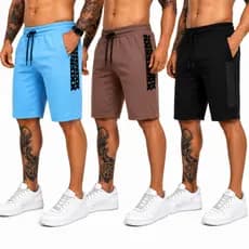 Kit 3 Bermuda Moletom com Faixa Lateral NY York Shorts Treino Academia