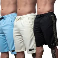 Kit 3 Bermuda Moletom com Faixa lateral Gradiente Shorts Esportivo Verão