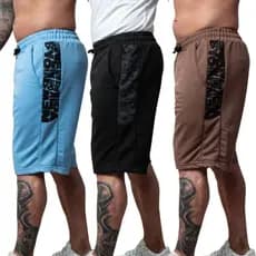 Kit 3 Bermudas Moletom Masculina Faixa Lateral New York P ao GG