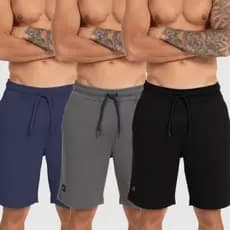 Kit 3 Bermuda Moletom Esporte Com Bolso E Elastico Muito Confortavel