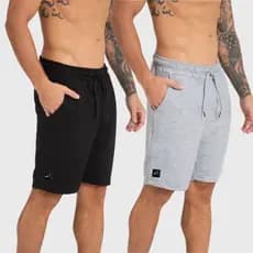 Kit 2 Peças Bermuda Moletom Masculino Esportivo Casual com Bolso e Elástico