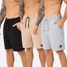 Kit 3 Bermudas Moletom Masculina Academia Casual Verão Inverno
