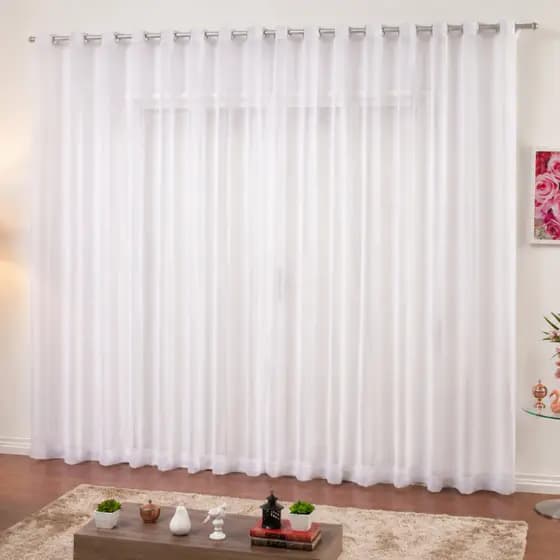 Cortina de Voil Liso para Sala e Quarto 3 Metros Cortina Voal Várias Cores Ilhós Branco