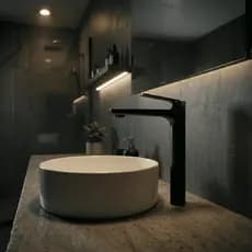 Torneira Monocomando Preta Para Lavabo Banheiro Mesa pia Bancada 1/4 Volta Bica Alta V117 Vimer